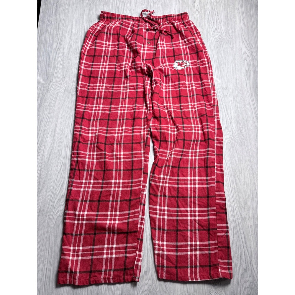 NFL Team Apparel Kansas City Chiefs Pajama Pants Mens Medium Red Plaid Sleepwear
